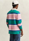 Gant Blocked Stripe Rugby Shirt, Aqua Blue Multi