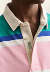 Gant Blocked Stripe Rugby Shirt, Aqua Blue Multi