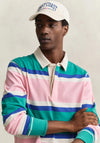 Gant Blocked Stripe Rugby Shirt, Aqua Blue Multi