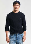 Gant Cotton Cable Crew Neck Sweater, Evening Blue