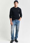 Gant Cotton Cable Crew Neck Sweater, Evening Blue