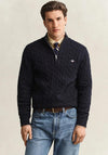 Gant Cotton Cable Knit Half Zip Sweater, Navy