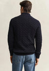 Gant Cotton Cable Knit Half Zip Sweater, Navy