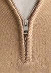 Gant Casual Cotton Half Zip Sweater, Khaki Melange
