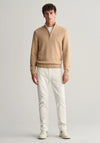 Gant Casual Cotton Half Zip Sweater, Khaki Melange