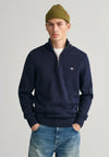 Gant Casual Cotton Half Zip Sweater, Evening Blue