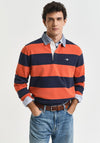 Gant Chambray Heavy Rugger Barstripe Polo Shirt, Deep Orange