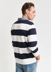 Gant Chambray Heavy Rugger Barstripe Polo Shirt, Eggshell