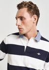 Gant Chambray Heavy Rugger Barstripe Polo Shirt, Eggshell