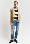 Gant Chambray Heavy Rugger Barstripe Polo Shirt, Eggshell