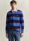Gant Chambray Heavy Rugger Barstripe Polo Shirt, Royal Blue