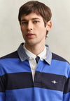 Gant Chambray Heavy Rugger Barstripe Polo Shirt, Royal Blue