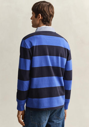 Gant Chambray Heavy Rugger Barstripe Rugby Shirt, Royal Blue