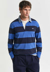 Gant Chambray Heavy Rugger Barstripe Polo Shirt, Rich Blue