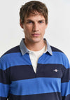 Gant Chambray Heavy Rugger Barstripe Polo Shirt, Rich Blue