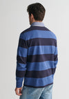 Gant Chambray Heavy Rugger Barstripe Polo Shirt, Vintage Blue