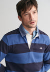 Gant Chambray Heavy Rugger Barstripe Polo Shirt, Vintage Blue