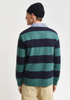 Gant Chambray Heavy Rugger Barstripe Polo Shirt, Woody Green