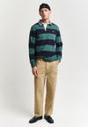 Gant Chambray Heavy Rugger Barstripe Polo Shirt, Woody Green