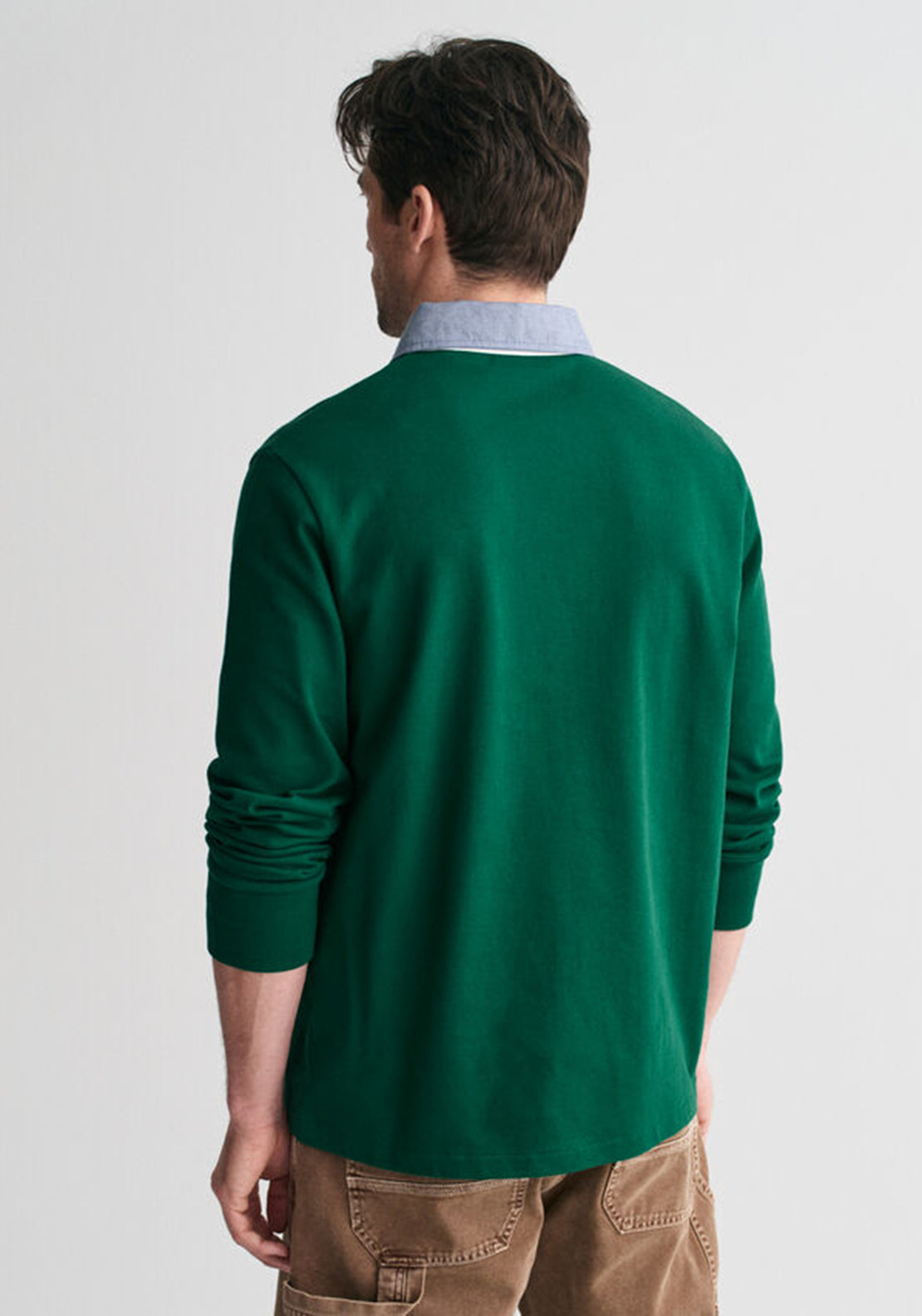 Gant Chambray Heavy Rugger Polo Shirt, Deep Forest Green