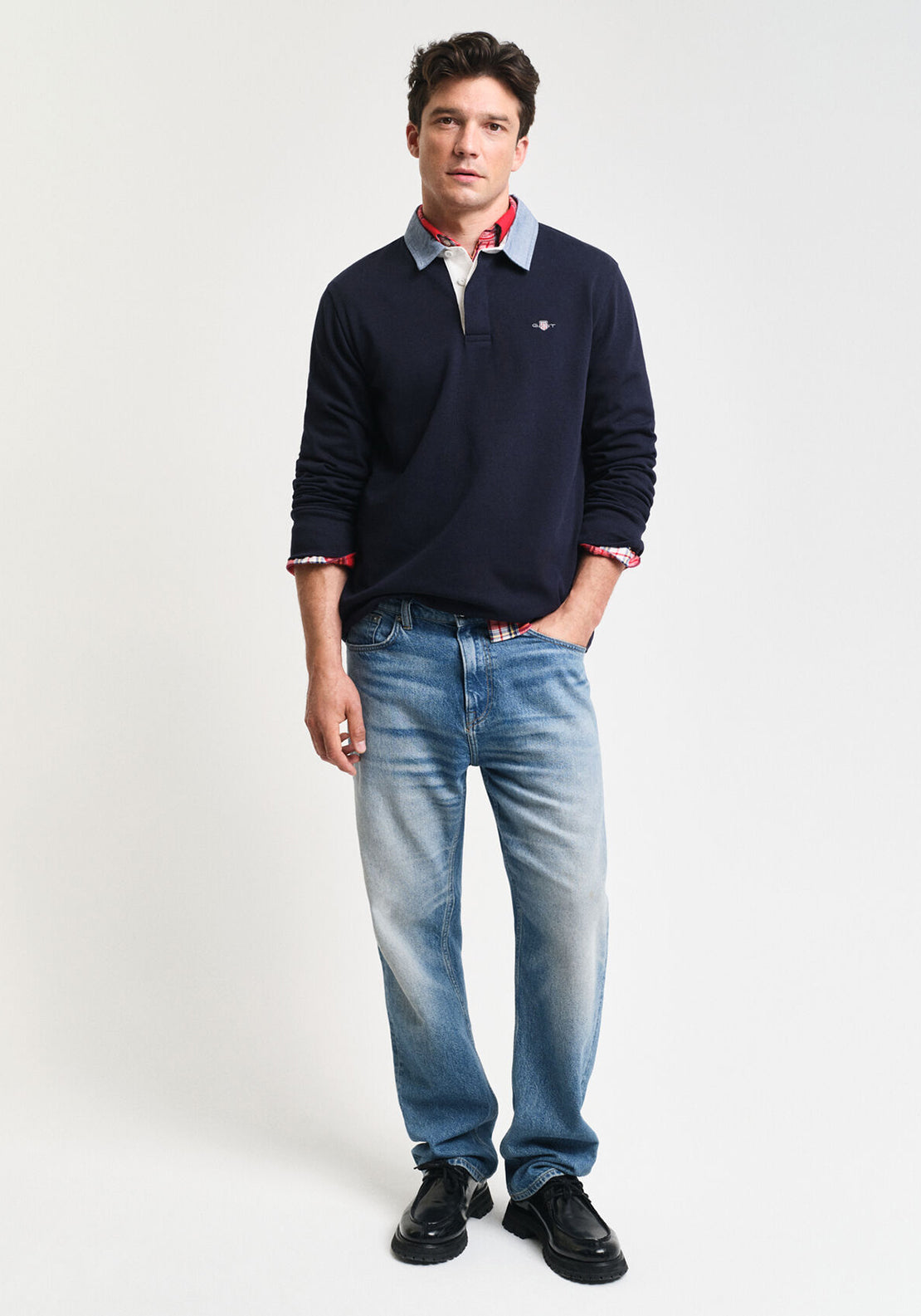 Gant Chambray Heavy Rugger Rugby Shirt, Evening Blue