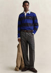 Gant Chambray Heavy Rugger Barstripe Polo Shirt, Crisp Blue