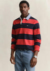 Gant Chambray Heavy Rugger Barstripe Polo Shirt, Maple Fire Red