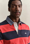 Gant Chambray Heavy Rugger Barstripe Polo Shirt, Maple Fire Red