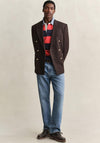 Gant Chambray Heavy Rugger Barstripe Polo Shirt, Maple Fire Red