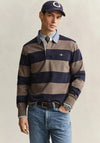 Gant Chambray Heavy Rugger Barstripe Polo Shirt, Faded Taupe