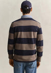 Gant Chambray Heavy Rugger Barstripe Polo Shirt, Faded Taupe