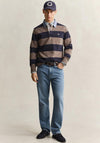Gant Chambray Heavy Rugger Barstripe Polo Shirt, Faded Taupe