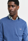 Gant Classic Cotton Crew Neck Sweater, Vintage Blue