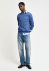 Gant Classic Cotton Crew Neck Sweater, Vintage Blue