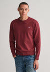 Gant Classic Cotton Crew Neck Sweater, Bordeaux Melange