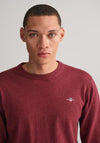 Gant Classic Cotton Crew Neck Sweater, Bordeaux Melange