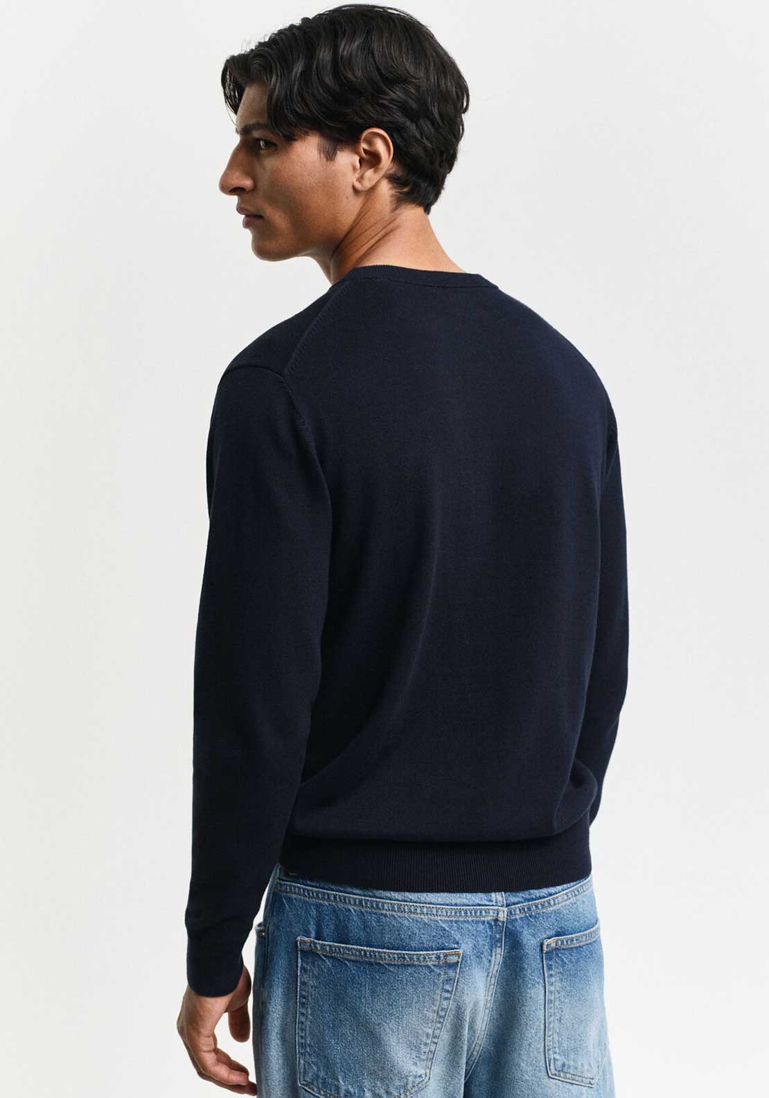 Gant Classic Cotton Crew Neck Sweater, Evening Blue