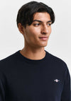 Gant Classic Cotton Crew Neck Sweater, Evening Blue