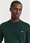 Gant Classic Cotton Crew Neck Sweater, Tartan Green