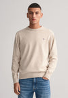 Gant Classic Cotton Crew Neck Sweater, Light Beige Melange