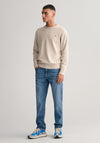 Gant Classic Cotton Crew Neck Sweater, Light Beige Melange