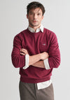 Gant Classic Cotton Crew Neck Sweater, Wine Red