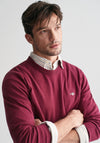 Gant Classic Cotton Crew Neck Sweater, Wine Red