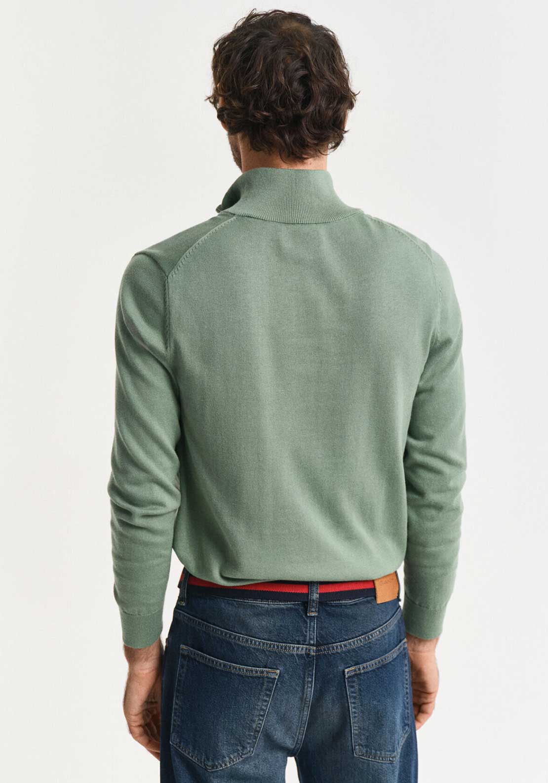 Gant Classic Cotton Half Zip Sweater, Kalamata Green