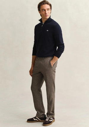 Gant Classic Cotton Half Zip Sweater, Navy