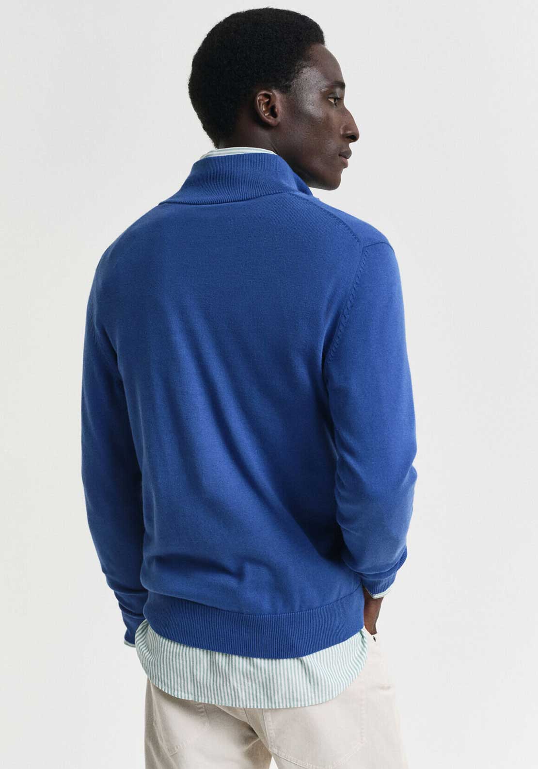 Gant Classic Cotton Half Zip Sweater, Rich Blue