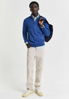 Gant Classic Cotton Half Zip Sweater, Rich Blue