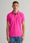 Gant Contrast Collar Pique Polo Shirt, Hyper Pink