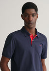 Gant Contrast Pique Polo Shirt, Evening Blue