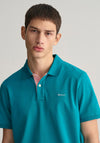 Gant Contrast Pique Polo Shirt, Ocean Turquoise